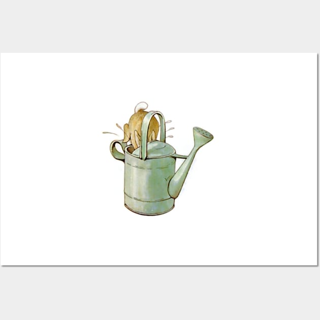 Beatrix Potter - Peter Rabbit stuck in watering can. Wall Art by QualitySolution